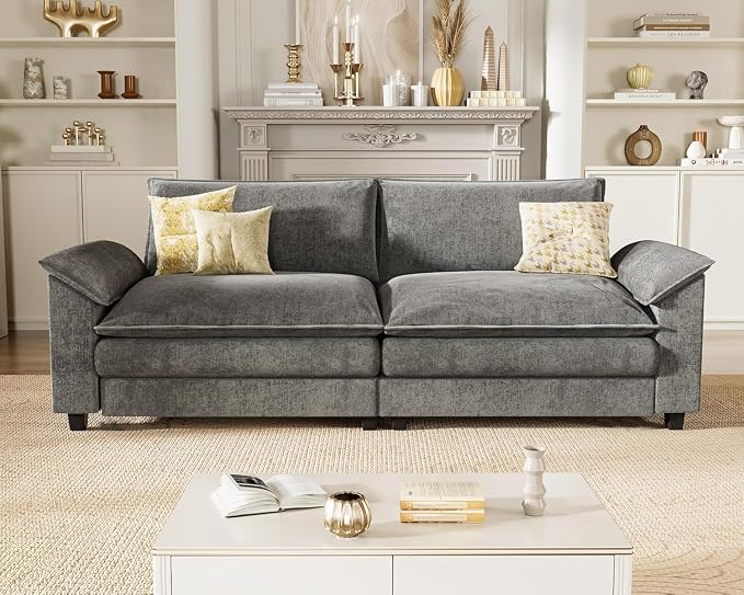 Homall 80" Modular Sectional Sofa, Loveseat Sofa Couch with Double-Layer Cushion, DIY Combination Chenille Deep 2-Seat Cloud Couch for Living Room, Apartment (Bright Grey, Loveseat Sofa)