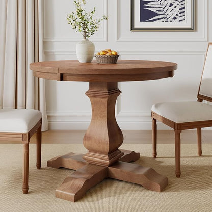 Christopher Knight Home Tokin Extendable Dining Room Table for 6, Wooden Round Expandable Kitchen Table, Vintage Oval Dining Table for Dining Room Kitchen, Walnut