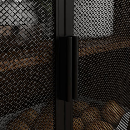 AIEGLE Large Kitchen Hutch Pantry Cabinet, Storage Kitchen Pantry in Metal Frame, Storage Cupboard with Metal Mesh Door, 6 Drawer & Microwave Shelf, for Kitchen Living Room, Brown 70.9" Wide