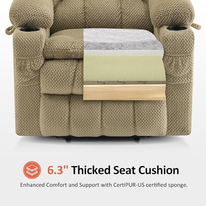 MCombo Large Dual Motor Power Lift Recliner Chair for Elderly, Zero Gravity Lift Chair with Heat and Massage, Infinite Position Lay Flat Recliner, USB Ports, Cup Holders, Fabric 7896 (Beige, Large)