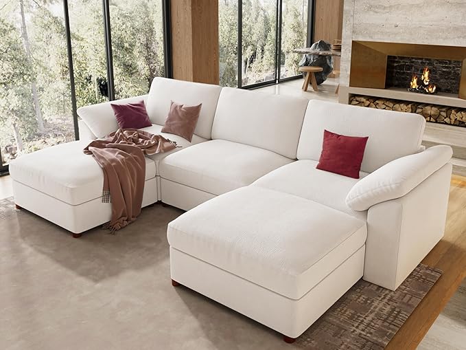 EASE MOOSE Oversized U Shape Sectional Modular Sofa,Wide Deep seat Sectional Sofa,Comfortable Cloud Modular Sofa