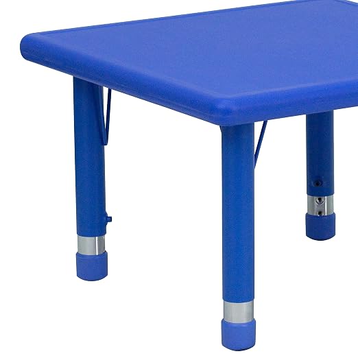 EMMA + OLIVER 24" Square Blue Plastic Height Adjustable Activity Table