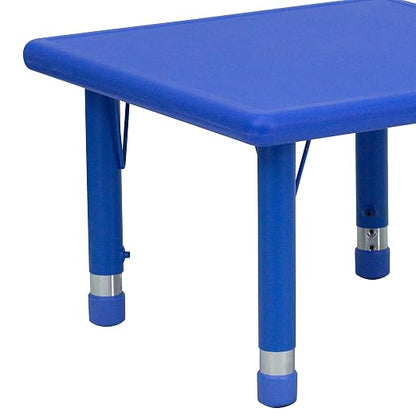 EMMA + OLIVER 24" Square Blue Plastic Height Adjustable Activity Table