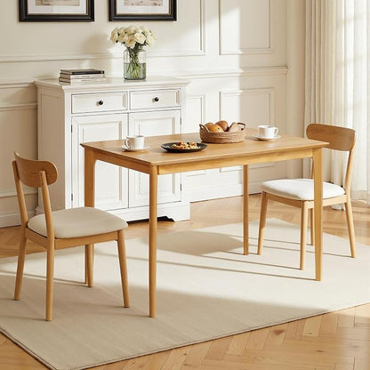 HOMYZOO Small Dining Table, 43 Inch Rectangular Solid Wood Kitchen Table for Small Space, Easy Assembly, Dining Room Table for Home, Apartment, Office, Natural