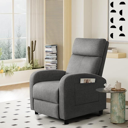 Furniwell Massage Recliner Chair for Living Room Adjustable Fabric Reclining Chair Home Theater Seating Modern Winback Single Sofa for Adults with Footrest (Gray)