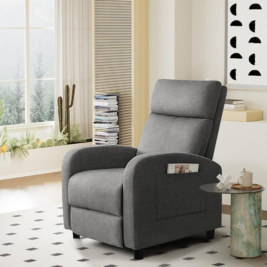 Furniwell Massage Recliner Chair for Living Room Adjustable Fabric Reclining Chair Home Theater Seating Modern Winback Single Sofa for Adults with Footrest (Gray)