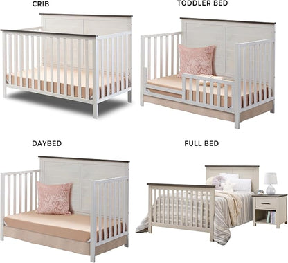 Sorelle Furniture Ashley Crib, Classic 4-in-1 Convertible Pannel Crib, Baby Crib Made of Wood, Non-Toxic Finish, Wooden Baby Bed, Toddler Bed, Child’s Daybed and Full-Size Bed, Nursery Furniture
