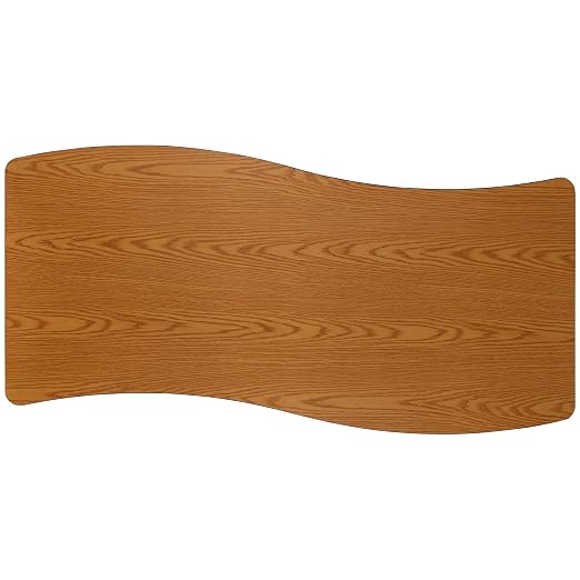 EMMA + OLIVER 26" W x 60" L Rectangular Wave Flexible Collaborative Oak Kids Adjustable Activity Table