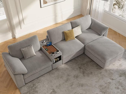 EASE MOOSE Oversized L Shape Sectional Modular Sofa, Extra Large Deep Seat Couch Modular Removable Washable Sectional Couch