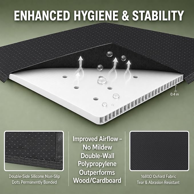 DFAN 38"×76" Bunkie Board Twin Size – Double Sided Non-Slip Breathable Bed Support, Anti-Sag Twin Bed Slats Support Under Mattress for Slatted Bed Frame Base, Metal Frames, Sofa Beds, Foldable Black