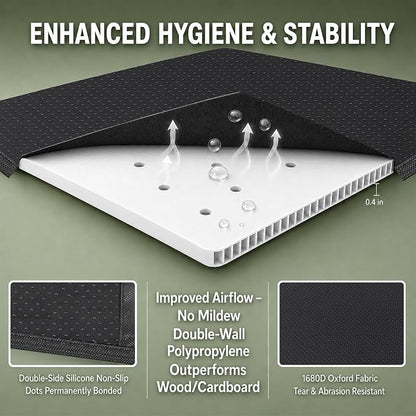 DFAN 38"×76" Bunkie Board Twin Size – Double Sided Non-Slip Breathable Bed Support, Anti-Sag Twin Bed Slats Support Under Mattress for Slatted Bed Frame Base, Metal Frames, Sofa Beds, Foldable Black