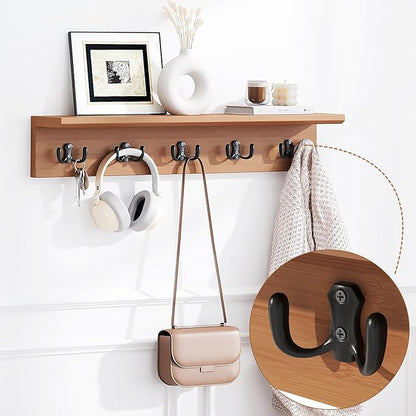 PETKABOO 31.5" Shoe Bench with Coat Rack Hidden Drawer and Side Holder, 2 Tier Entryway Bench with Storage 39.4 in, Bamboo Shoe Rack with Cushion for Entryway Hallway Living Room Bedroom