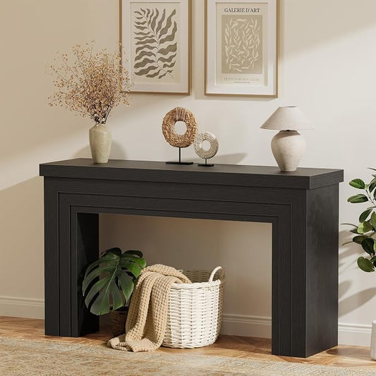 Huuger 54 Inch Entryway Table, Retangular Console Table, Farmhouse Sofa Table Behind the Couch, Long for Entrance, Hallway, Foyer, Living Room, Black