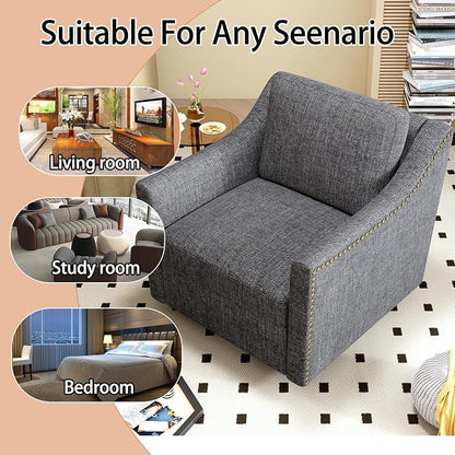 Swivel Accent Chair Set of 2，Armchair，Bronze Nail Decoration Comfy Living Room Chair,Single Sofa Chair，Reading Chairs,for Living Room Bedroom Reading Apartment (Black, 2 Black)