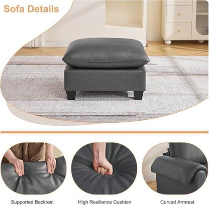 31.5" Faux Leather Large Square Ottoman, Oversized Upholstered Footrest for Living Room, Bedroom, Entryway, Grey