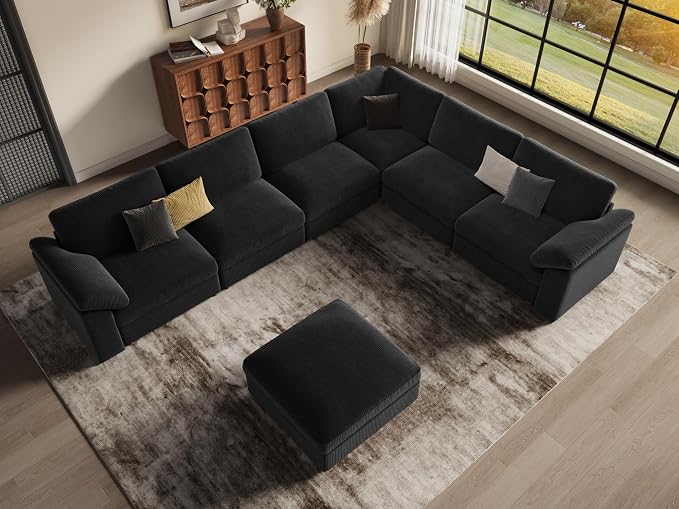 EASE MOOSE Oversized Sectional Modular Sofa,Large L Shape Sectional Couch Wide Deep Seat Modular Cloud Couch,Removable Cover