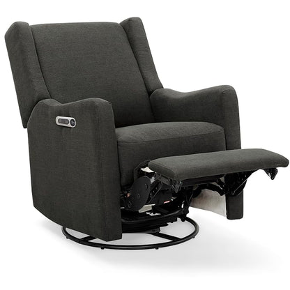 Delta Children Mercer Electronic Power Recliner and Swivel Glider with USB Port in LiveSmart Performance Fabric - Water Repellent & Stain Resistant, Dark Grey