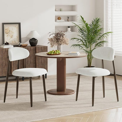 MALOL Dining Chairs Set of 2, Upholstered Kitchen & Dining Room Chairs with Curved Back and Bronze Metal Legs, Comfortable Modern Dining Side Chairs for Dining Room, Kitchen, Beige