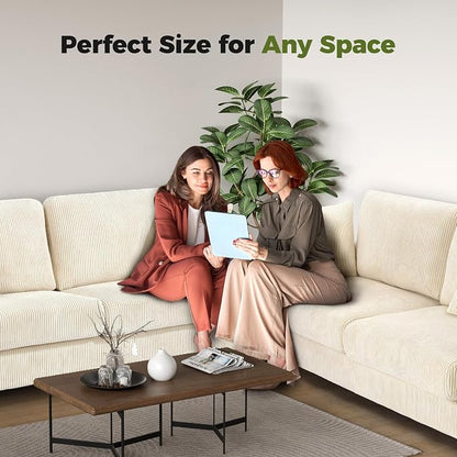Kidirect 70in L Shaped Couch, Modular Sofa No Tool Assembly, Comfy Sectional Couches for Living Room 21in Deeper Seats, Corduroy Sofas for Living Room with 2 Pillows, Loveseat Sofa Set, Beige Couch