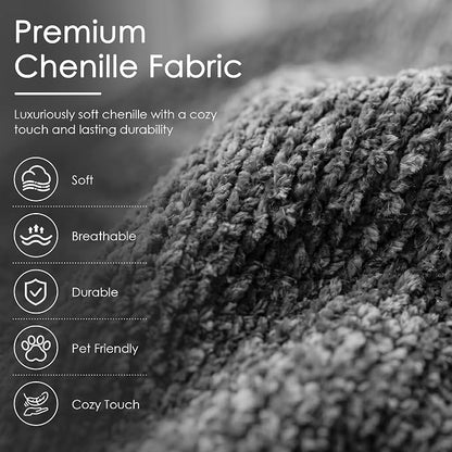 65'' Sleeper Sofa Bed, Pull Out Couch with Side Table | USB Charging Port | Adjustable Backrest | Chenille Fabric, Convertible Loveseat for Living Room, Apartment, Small Spaces (DeepGray)