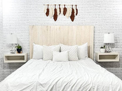 Barn Walls Antique White Headboard, Farmhouse Design, Solid Wood Headboard, Floating Panels, Wall Mount, Adjustable Height, California King Size