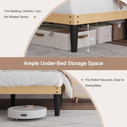 Yumori 12.9 Inch Minimalist Style Full Size Bed Frame, Wood Platform Bed with Wood Slat Support, No Box Spring Needed, Easy Assembly, Natural