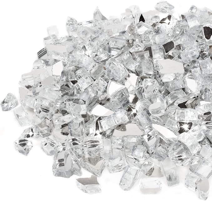 Stanbroil 10-Pound Fire Glass - 1/2 inch Reflective Tempered Fire Glass for Fireplace Fire Pit, Platinum Reflective