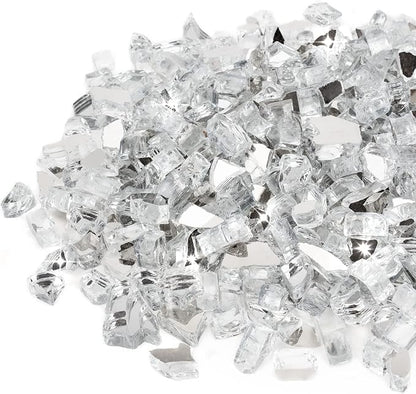 Stanbroil 10-Pound Fire Glass - 1/2 inch Reflective Tempered Fire Glass for Fireplace Fire Pit, Platinum Reflective
