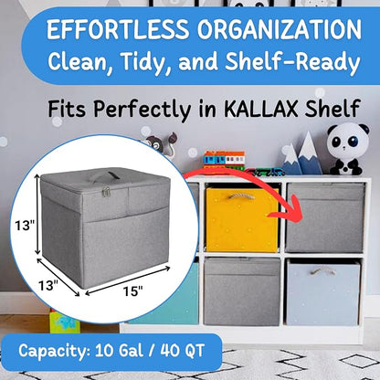 XL Toy Storage Organizer with Play Mat - Storage Bag/Box for Kids, Boys, Girls, Nursery, Playroom - Basket for Building Bricks/Blocks - Collapsible Fabric Cube Bin, 13"x13"x15"
