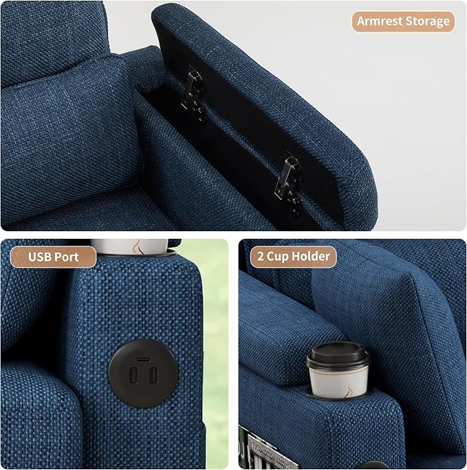 81" L-Shaped Sectional Sofa Couch, Pull-Out Sleeper Sofa Bed with Storage Chaise, Double Cup Holders, Dual USB Charging Ports, Couches for Living Room Apartment