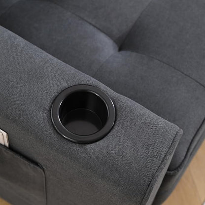 ERYE Foldable Loveseat Sofa Convertible Pull Out Sleeper Sofabed,2 Seat Tufted Upholstered Sofa Modern Convertible Sleeper Couch Bed with Cupholders and Side Pockets