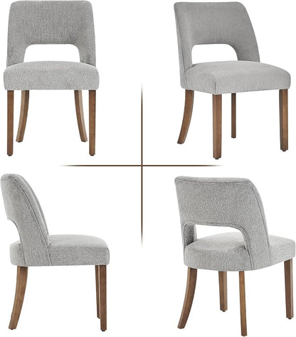 VKNOW Wooden Dining Chairs Set of 2, Modern Fabric Upholstered Dining Room Chair Kitchen Chairs, Farmhouse Dinner Chair for Kitchen Dining Room, Grey