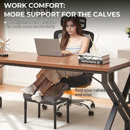 TIOPGHAD Adjustable Ottoman Pouf Footrest, 60 Degree Tilt, Carbon Gray | 4-Height, 28 Positions, Iron frame, Foam Cushion, 15.74 x 11.81 x 13.34 in, Under Desk, Living room, Home Office