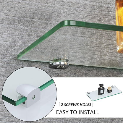 SAYAYO Glass Floating Shelves for Wall, Tempered Glass Shelves for Bathroom, Living Room, Bedroom, Office, Toilet, Kitchen Decor, 12Inch Set of 3, Clear