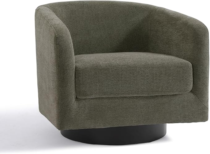 Swivel Accent Chairs Set of 2, Chenille Barrel Chair Upholstered Armchair for Living Room, Modern Round Arm Chair Small Single Sofa Bedroom Reading Seat - Tan