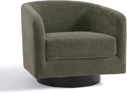 Swivel Accent Chairs Set of 2, Chenille Barrel Chair Upholstered Armchair for Living Room, Modern Round Arm Chair Small Single Sofa Bedroom Reading Seat - Tan