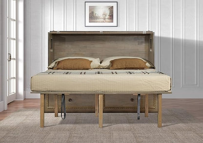 Mega Solutions Venetian Murphy Cabinet Bed with Deepest Storage Drawer On The Market and USB Charging Station 6 inch (Latte, Queen)