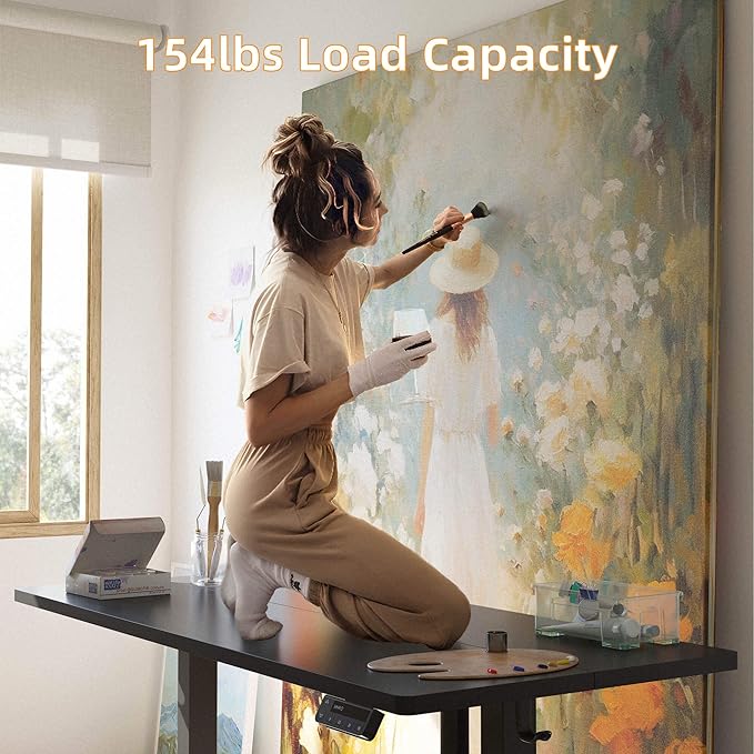 YIHAYO Low Height Adjustable Desk, Lifts 18.1-28.3 Inches, Electric Standing Desk for Short People, 55 x 24 Inches Computer Table with Splice Board for Home Office, Black