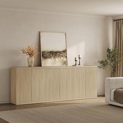 SICOTAS Buffet Cabinet with Storage Accent Sideboard Modern Credenza with Doors & Shelves Fluted Media Console Mid Century Coffee Bar Table for Living Room Kitchen Dining Room Hallway