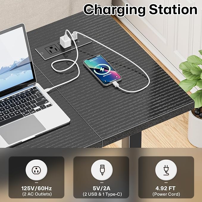 Small Mobile Standing Desk: 5-in-1 Charging Station - Power 5 Devices | Move & Charge in Any Room, Sit-Stand or Walk While Working, Store Supplies in Side Bags, Fits Small Spaces & Treadmills