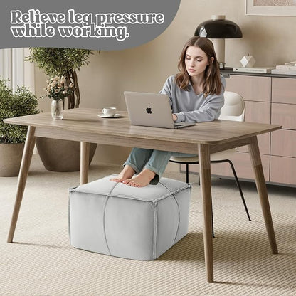 MeMoreCool Stuffed Round Pouf Ottoman Foot Rest, Floor Pouf Foot Stool with Soft Foam Chunk Filling, Small Round Ottoman Footstool Circle Footrest for Living Room