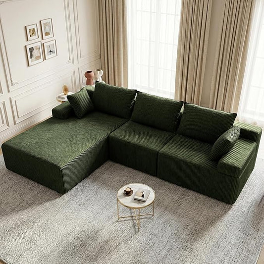Lifelink 108" Boneless Couch L-Shaped - Modular Sectional Couches for Living Room Cloud Sofa with Deep Seat High Back Oversized Left Facing Chaise No Assembly Required