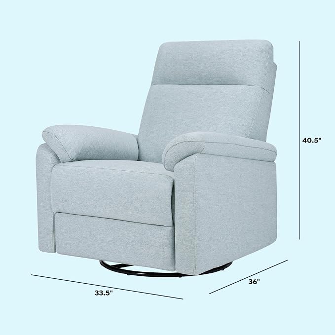 Davinci Suzy Swivel Recliner in Heathered Blue, GREENGUARD Gold & CertiPUR-US® Certified