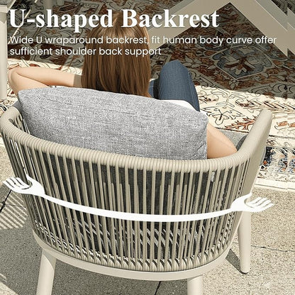 LayinSun 9 Pieces Outdoor Patio Dining Set, Aluminium Rectangular Dining Table and Wicker Rattan Chairs Set for Outside Backyard, Poolside