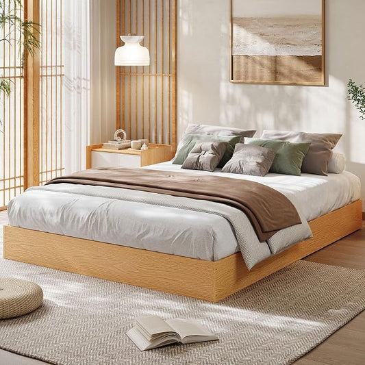 GarveeHome Queen Size Wood Platform Bed Frame,Wooden Bed Frame Without Headboard, Wood Slat Support,No Box Spring Needed, Easy Assembly