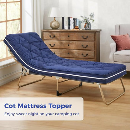 Jamdok 4Inch Floor Mattress,3 Layer Structure Cot Mattress Topper,Gel Memory Foam Futon Mattress,Removable Thickened Cover,Portable Roll Up Sleep Pad (Blue, 75X30)