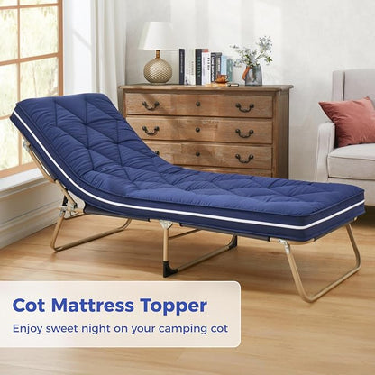 Jamdok 4Inch Floor Mattress,3 Layer Structure Cot Mattress Topper,Gel Memory Foam Futon Mattress,Removable Thickened Cover,Portable Roll Up Sleep Pad (Blue, 72X24)