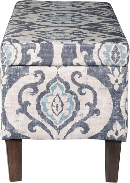HomePop 36" Storage Ottoman Bench with Hinged Lid - Slate Damask