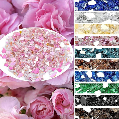 Onlyfire 10 lbs Fire Glass Rocks 1/2 Inch, Reflective Tempered Glass for Propane Fire Pit & Gas Fireplace, High Luster Firepit Glass Stones for Fire Table, Rose Gold (Multicolor Options Available)