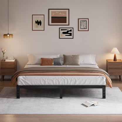 King Bed Frame Heavy Duty,12" High Black Metal Platform Bed Frame,Sturdy Steel Frame,No Box Spring Needed,Noise-Free,Easy Assembly